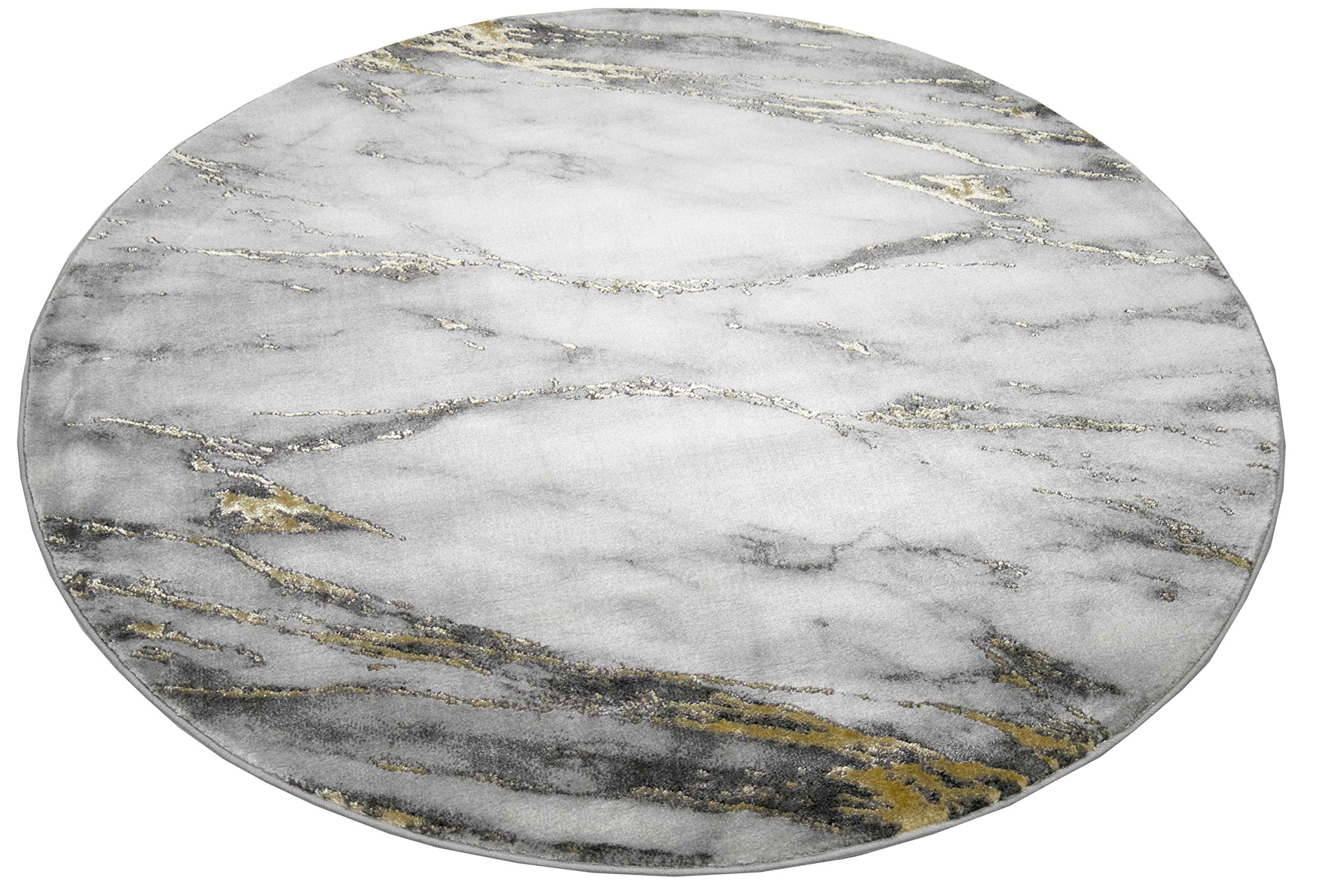 Teppich-Traum Kurzflor Teppich Marmor Grau Gold 80x300 cm | Pflegeleicht, schmutzabweisend, strapazierfähig, allergikerfreundlich, seitlich gekettelt, OEKO-TEX geprüft, 12 mm Flor
