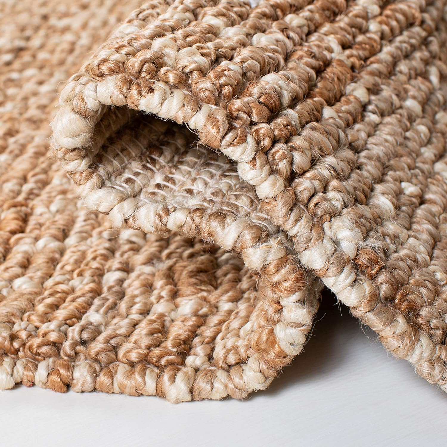 SAFAVIEH Bohemian Collection Accent Rug - 2' x 3', Natural & Ivory, Handmade Moroccan Tribal Jute, Ideal for High Traffic Areas in Entryway, Living Room, Bedroom (BOH702B)