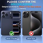 Suoman for iPhone 17 Pro Max Camera Lens Protector,[Strong Adsorption] Full Coverage Premium Tempered Glass Metal Frosted Rear Camera Cover for iPhone 17 Pro Max- Dark Blue