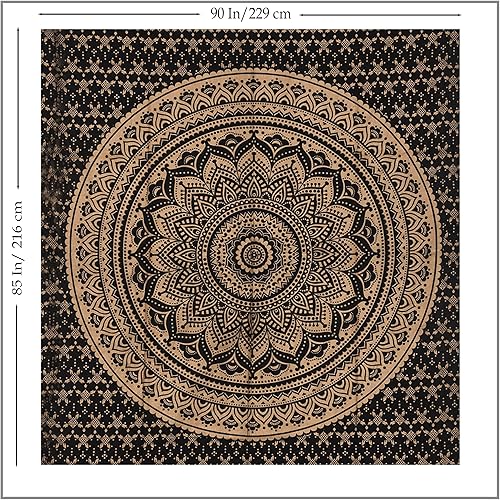 Miniatura 5 de The Art Box - Tapiz de mandala para colgar en la pared, psicodélico, hecho de algodón indio, se puede usar como colcha, manta para pícnic,