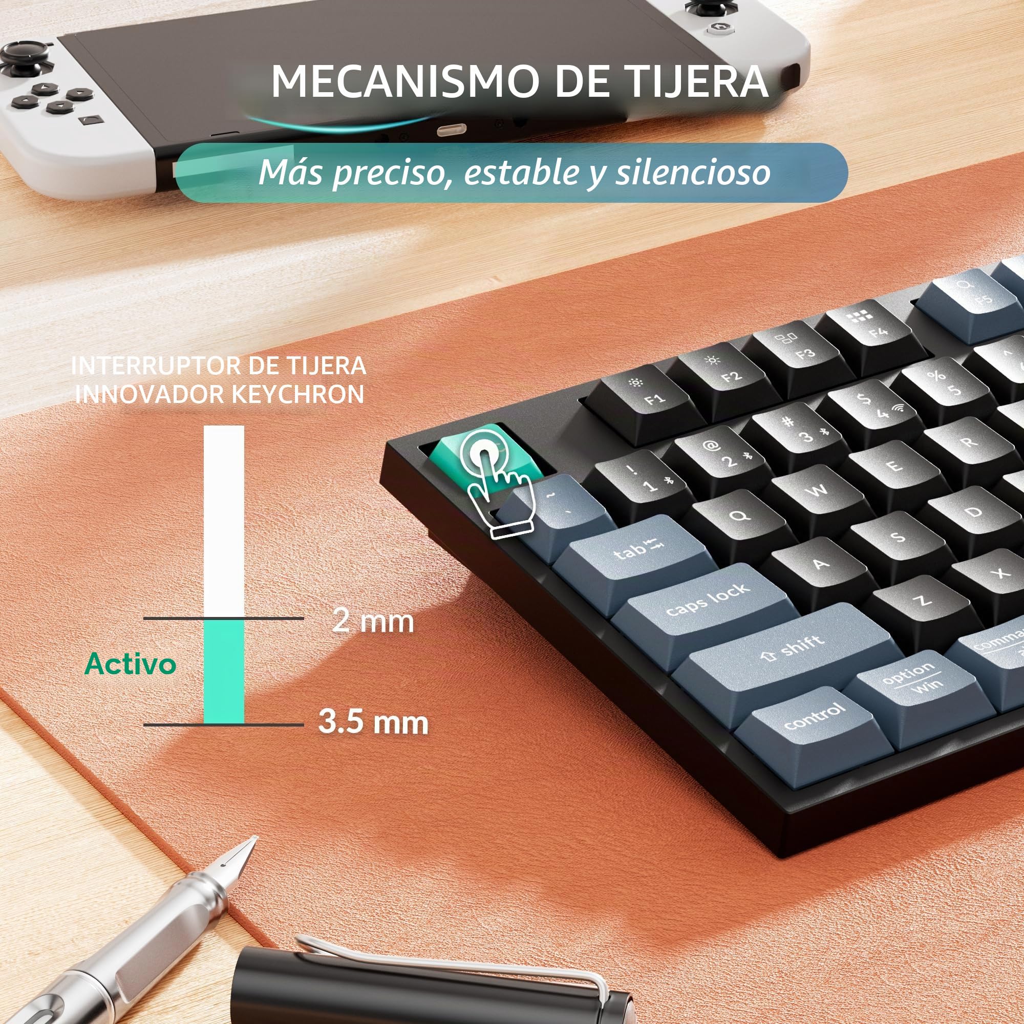 Keychron Teclado Bluetooth inalámbrico B36 de 2,4 GHz, escritura silenciosa, 100% tamaño completo, soporte con teclado numérico, ángulo ergonómico, compatible con Mac, Windows, Linux