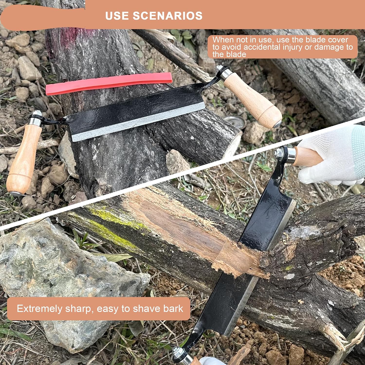 8 Inch Draw Knife for Woodworking - Multi-Purpose Debarking Tool, Spoke Shave & Wood Shaving Tool, Durable & Efficient for Carving, Shaping, Log Stripping (Straight 8 in)