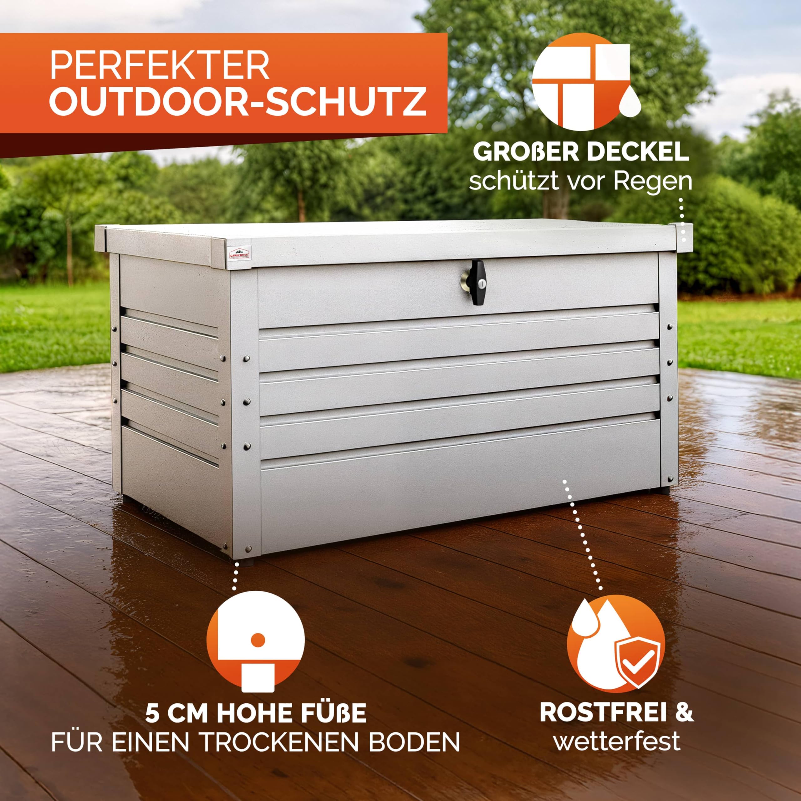 Gardebruk Coffre de rangement en métal Blanc 120x62 cm 385 L Verrouillable Extérieur Jardin