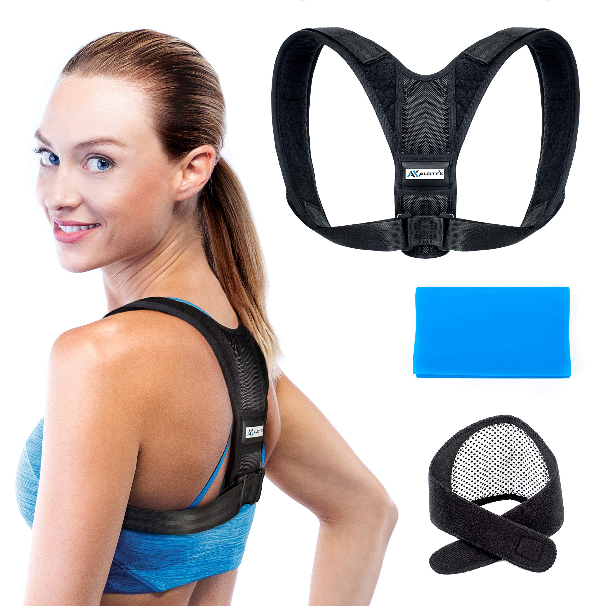 Aldtex Posture Corrector: Adjustable Back Brace Support for Men & Women| Discreet Breathable Brace for Upper & Lower Back Pain Relief-Top Comfortable Brace for Clavicle Support & Correction