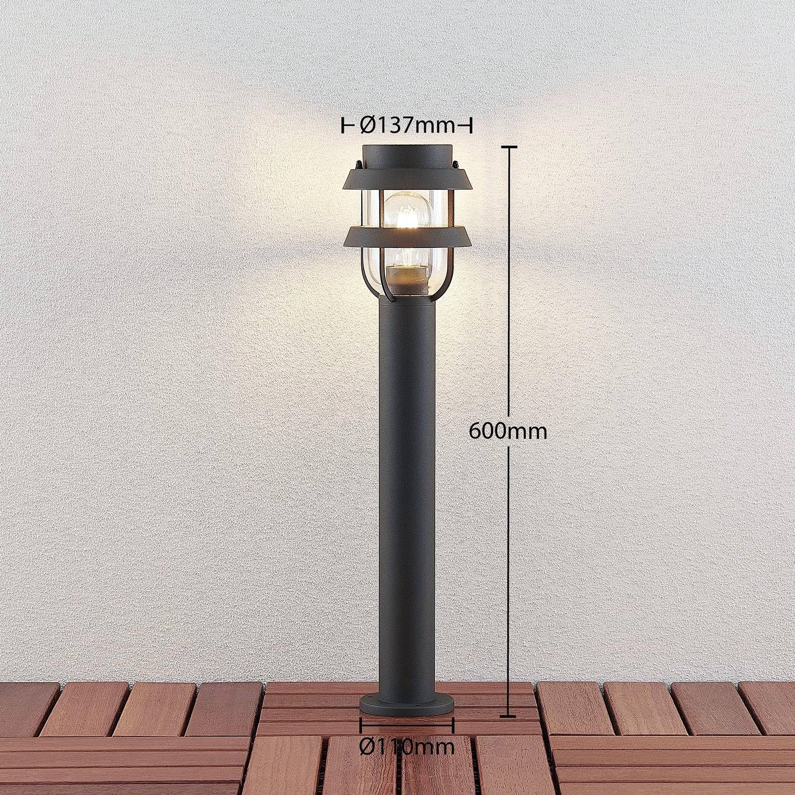 Lindby Lampada da esterni dimmerabile (Moderno) colore Nero, in Alluminio lampioncino paletto luminoso lampada viale lampione