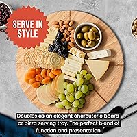 Vista 5 de Chef Pomodoro Juego de cuchilla basculante y tabla de cortar de pizza de 14 pulgadas - Cortador de pizza de acero inoxidable premium con tabla