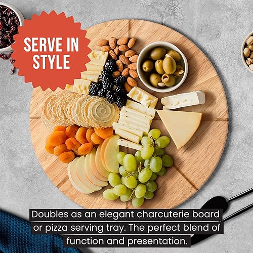 Miniatura 5 de Chef Pomodoro Juego de cuchilla basculante y tabla de cortar de pizza de 14 pulgadas - Cortador de pizza de acero inoxidable premium con tabla de