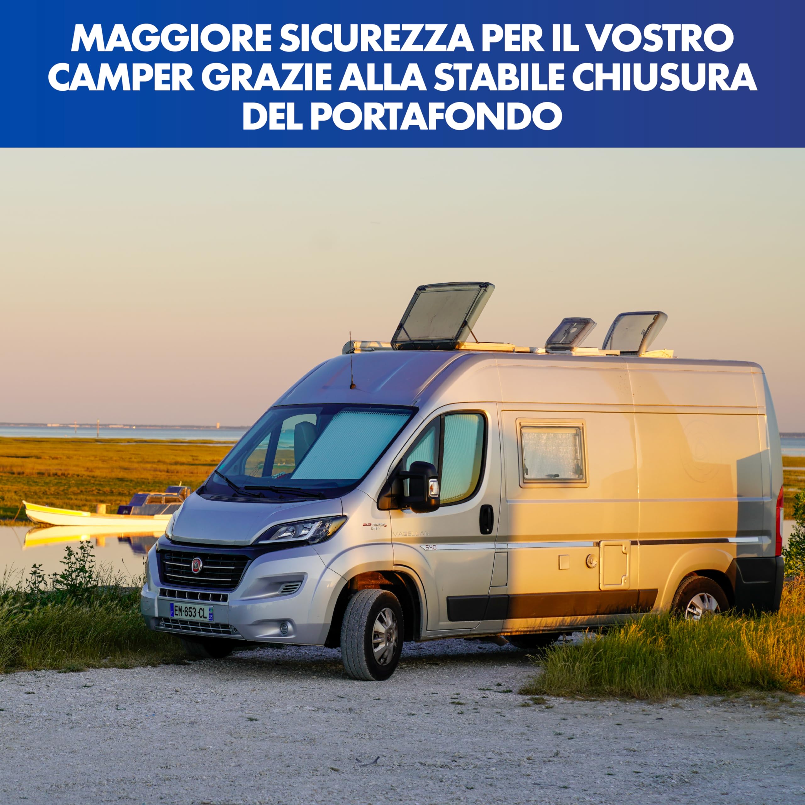 LAINFELD Serratura per porta posteriore | Protezione antifurto per porta posteriore H1/H2 Roof per es. FIAT Ducato, Citroen Jumper | Accessori per camper | Serratura per porta