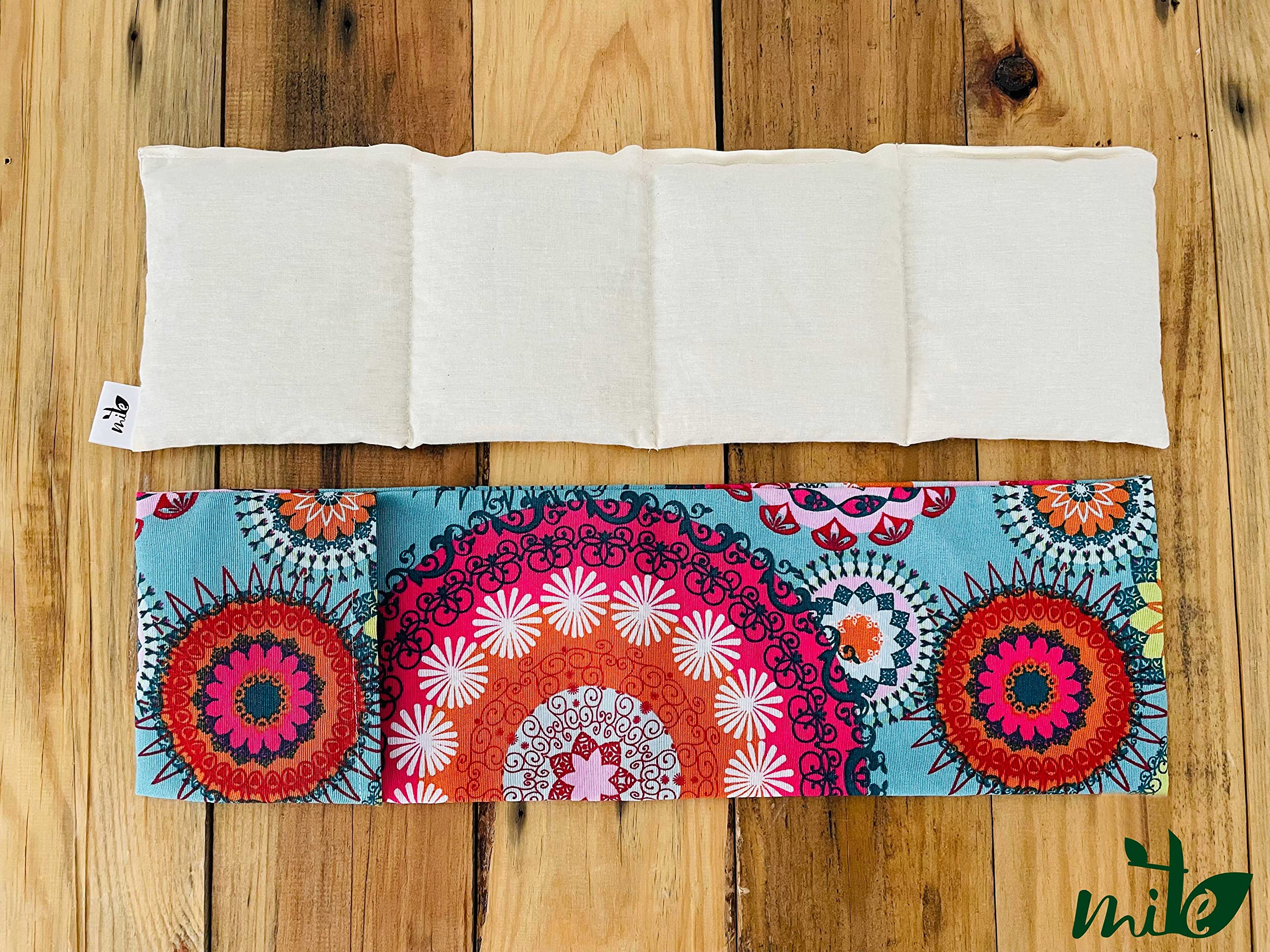 Saco térmico de semillas y lavanda con funda (50cm x 15cm) (Mandala turquesa)