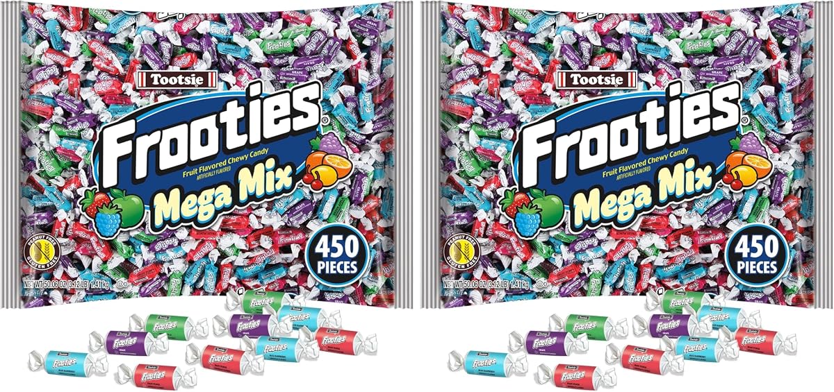 Frooties Mega Mix - 450 Pieces Assorted Fruit Flavor Chewy Candy - Over 3 lb. Bag of Bulk Treats - 50.06 oz,(Pack of 2)