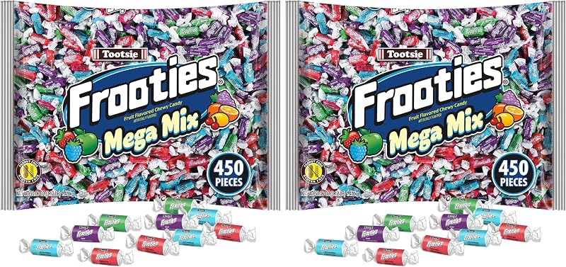 Frooties Mega Mix - 450 Pieces Assorted Fruit Flavor Chewy Candy - Over 3 lb. Bag of Bulk Treats - 50.06 oz,(Pack of 2)
