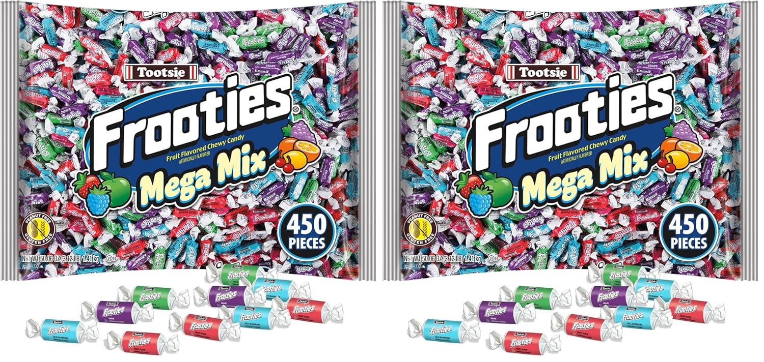 Frooties Mega Mix - 450 Pieces Assorted Fruit Flavor Chewy Candy - Over 3 lb. Bag of Bulk Treats - 50.06 oz,(Pack of 2)