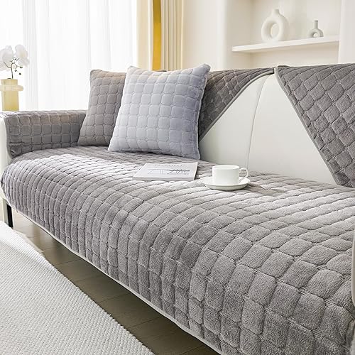 Miniatura 1 de Funda para sofá lavable, de terciopelo mullido, para sofá de 3 cojines, protector de muebles antideslizante para perros y mascotas, funda de sofá