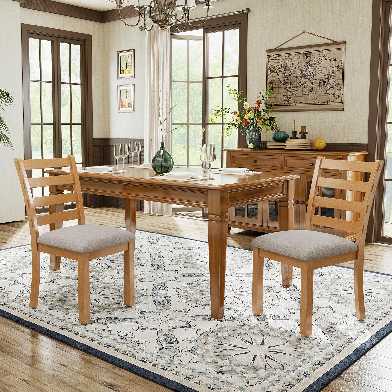 Amazon.com - Kmax Farmhouse Dining Chairs Set of 2 Rustic Vintage ...