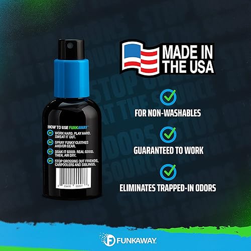 Vista 8 de FunkAway Spray eliminador de olores para zapatos, ropa y equipo, 3.4 onzas, paquete de 3, sin aerosol; tamaño mini para viajes, ideal para bolsa