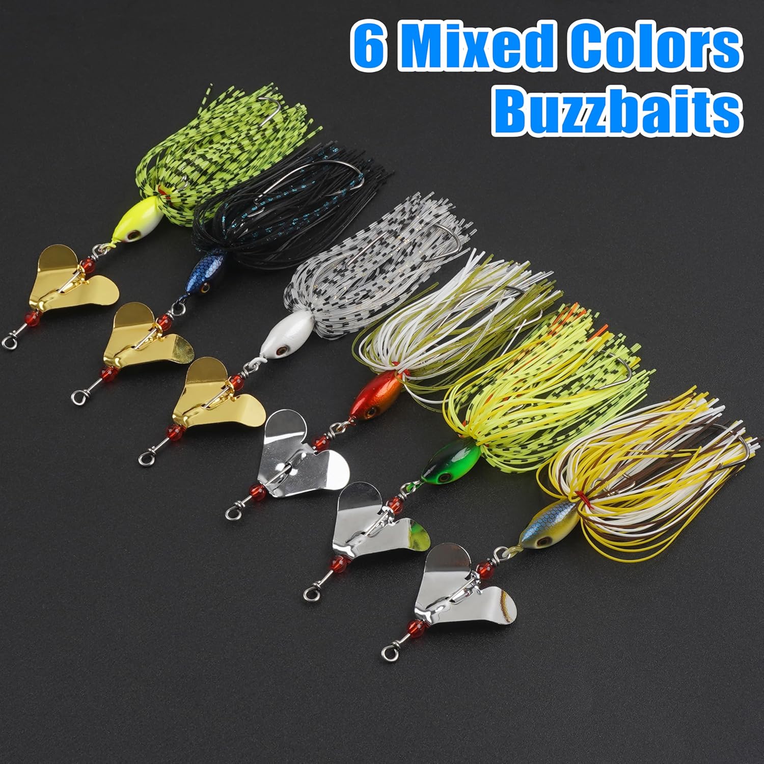 Fishing Buzzbait Lures Bass Spinnerbait Kit Buzz Bait Multicolor Swimbait Metal Jig Lure for Bass Pike Trout Fishing