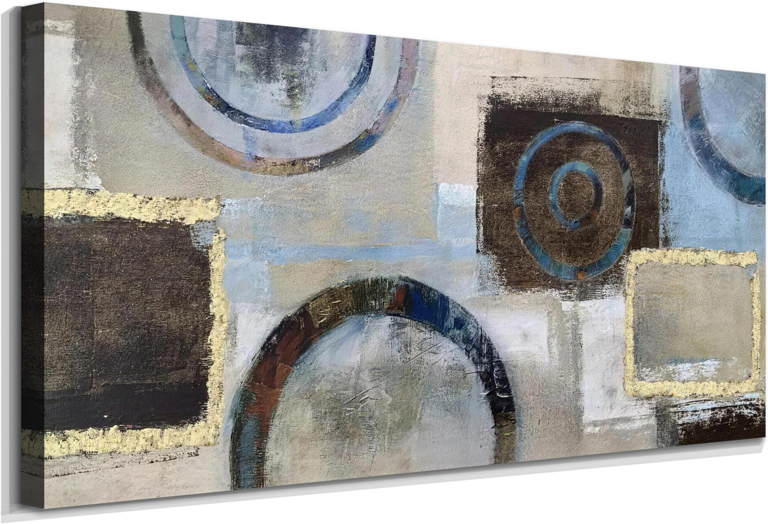 Acocifi Abstract Wall Art Beige Neutral Modern Artwork for Walls, Canvas Wall Art for Living Room Geometric Picture, Textured Painting, Hallway Bedroom Office Home Decor Large 40"x20"