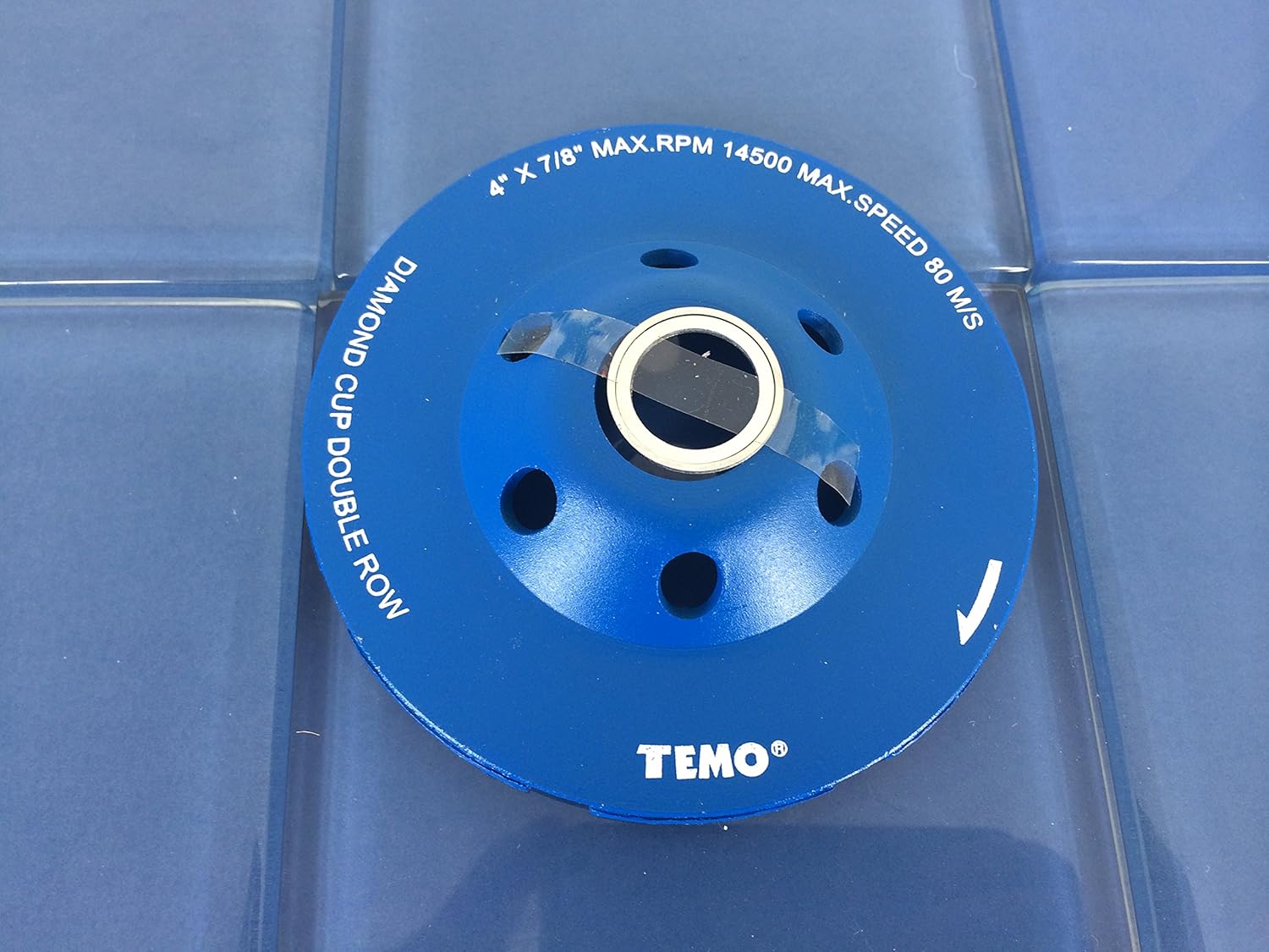 TEMO 4 Inch Diamond Turbo Segment Grinding Cup Wheel 5/8 Inch Thread Arbor for Marble Tile Concrete and Rock - - 