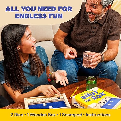 Miniatura 4 de Shut The Box de Relatable, la elección clásica para juegos de mesa, juegos de mesa de estrategia para niños y adultos, incluye 2 dados, 1 caja de