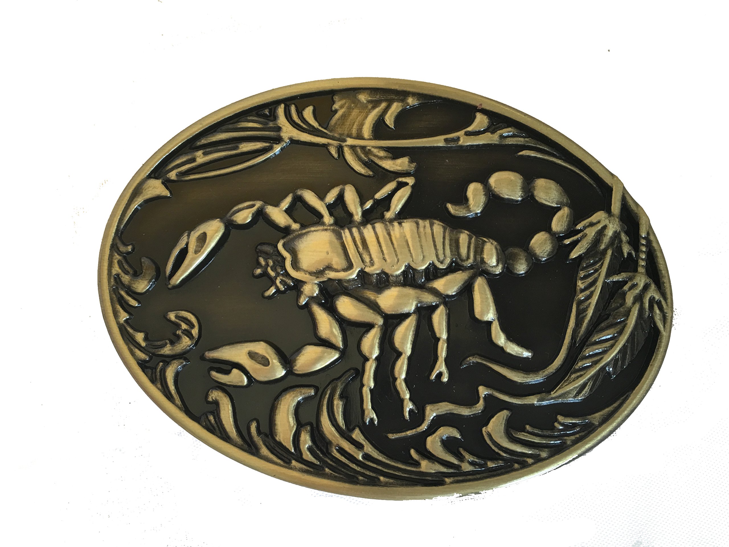 Scorpion Astrology Anceint Style Men's Belt Buckles Metal Western American Bolo Tie for Leather Belt