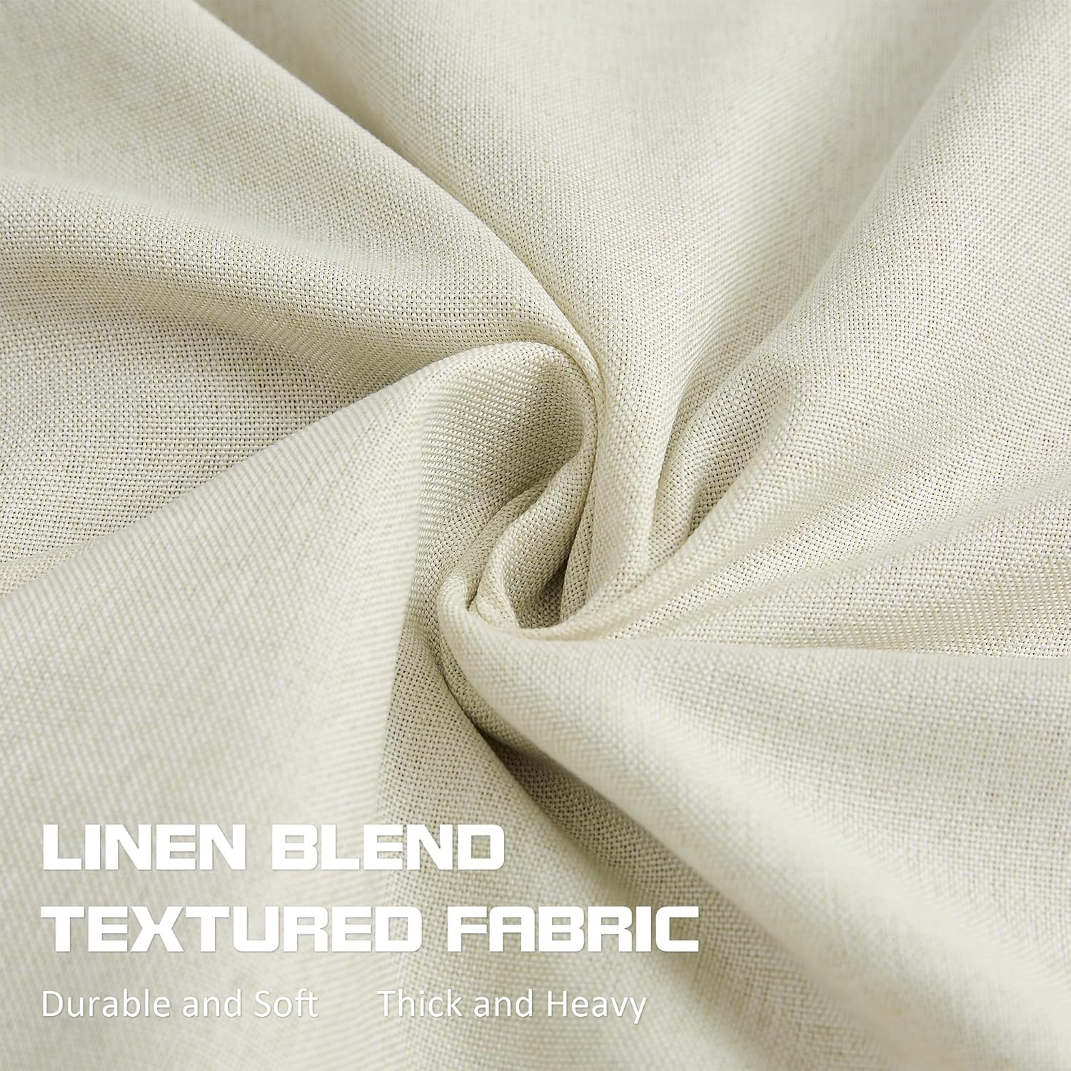 MAIHER 2 Panels Linen Blackout 120 Inch Pleated Curtains with Back Tab, Full Blackout Noise Reducing Pinch Pleat Curtains with Hooks for Bedroom, W40 x L120, Beige Cream