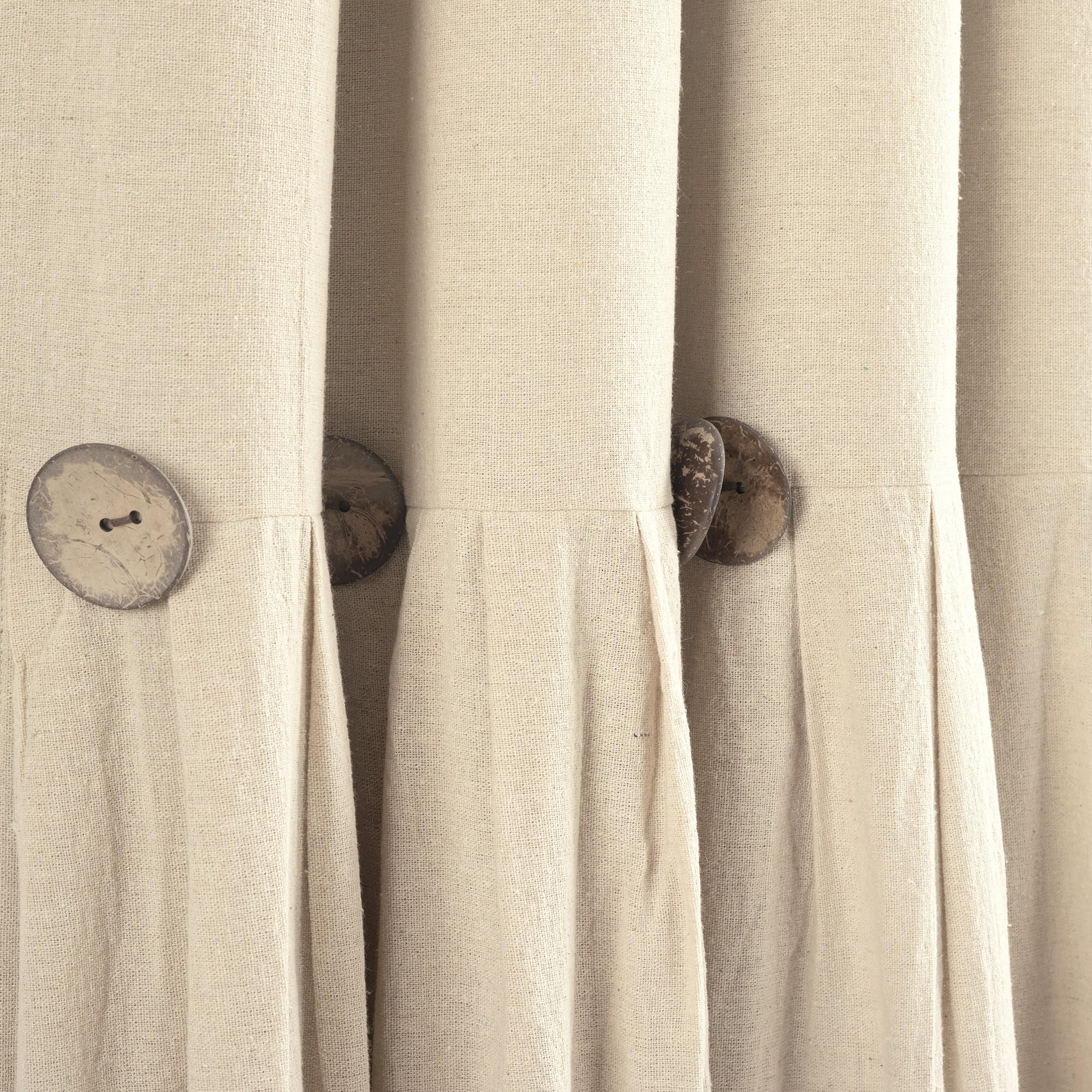 Lush Decor Linen Button 100% Lined Blackout Window Curtain Panel Dark Linen Single 40X84, W 40" x L 84" (1 Panels) - Image 2