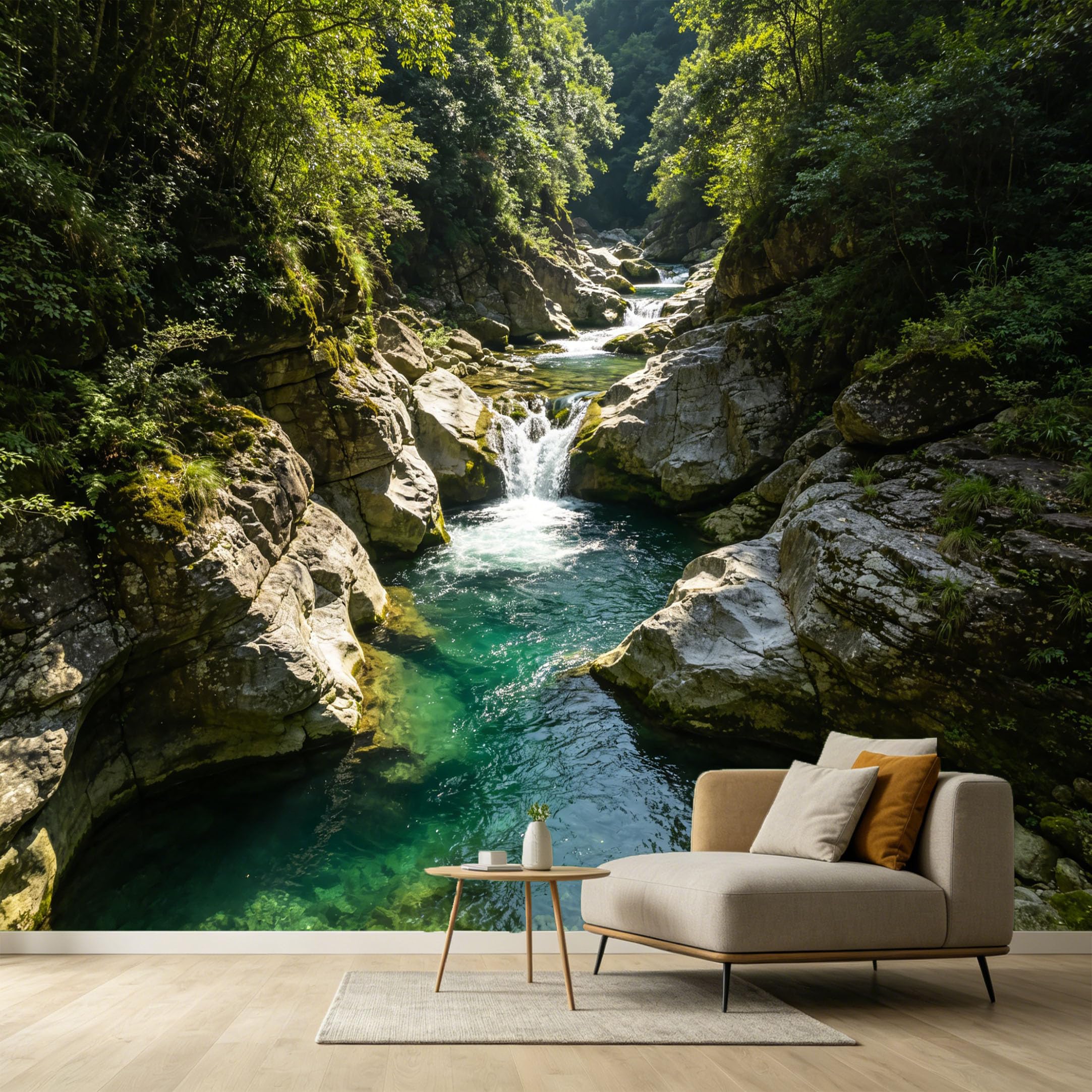 Custom Size Wall Murals Mountain Lake Forest Landscape Waterfalls Natural Scenic View SelfAdhesive Wall Fabric Removable Large Wallpaper for Photo Living Room