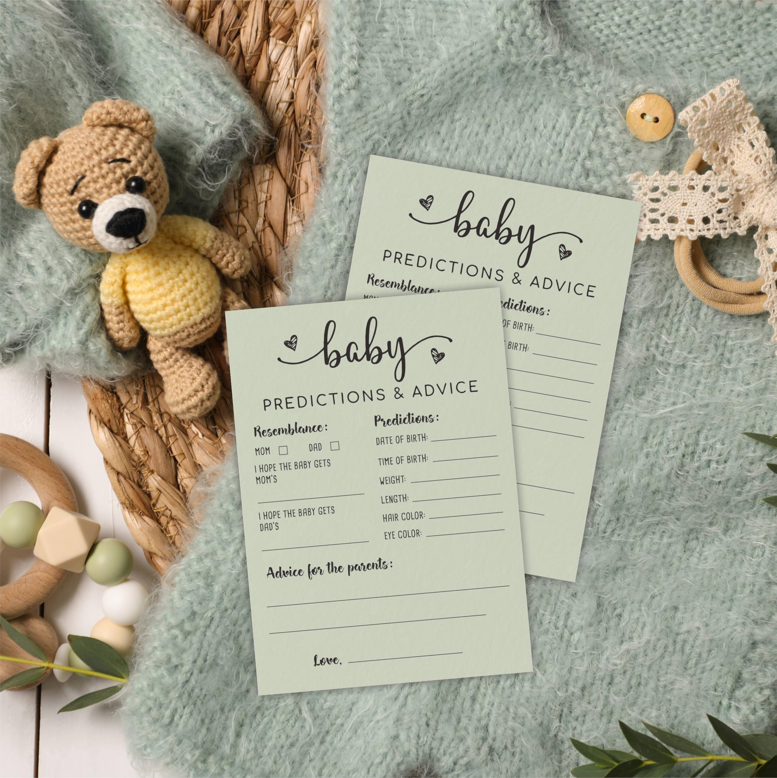 5x7 Baby Shower Gender Reveal Game Cards - Set Of 30 Minimalist Black & White Cards For Guests - View #9