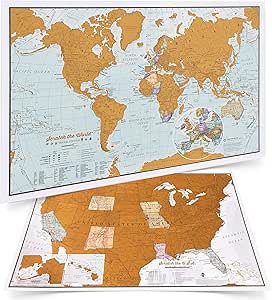 Amazon.com: Maps International - Scratch The World Travel Map + USA ...
