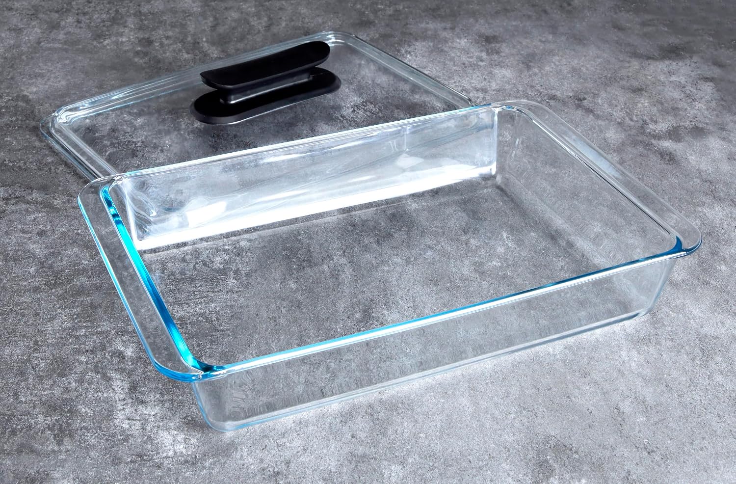 Rectangular 4.2L Borosilicate Tempered Glass Bakeware with Glass Lid, Oven Microwave Dishwasher Safe Glass Casserole Dish for Lasagna, Casseroles, Roasted Meats, Family Daily Cooking. - 4.4Qt
