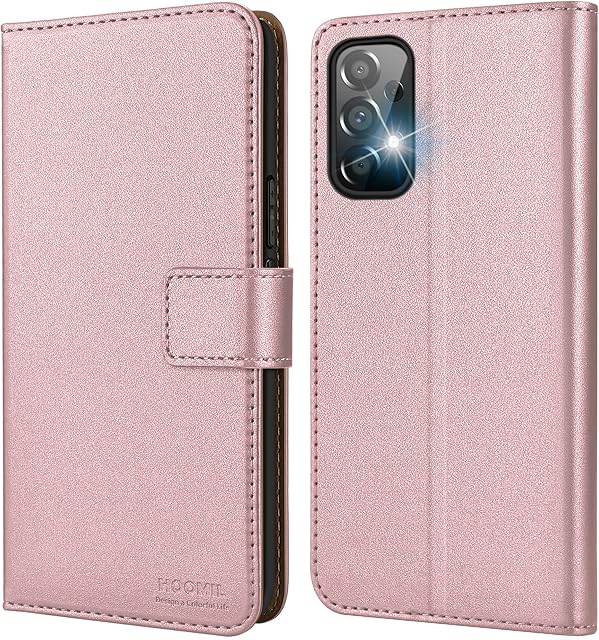 HOOMIL MagFlip Series Designed for Samsung Galaxy A53 Case, Premium Leather Flip Wallet Phone Case with Card Holder - Rose Gold