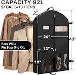 Simple Houseware 43-Inch Travel Garment Bag with Pockets for Suits, Dresses, Coats, Heavy Duty 300D Polyester
