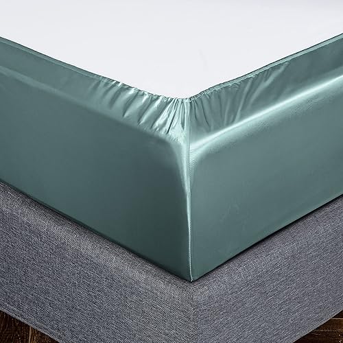 Miniatura 8 de Homiest Juego de sábanas de satén Queen de 7 piezas, bolsillo profundo, sábana encimera, 4 fundas de almohada, funda de almohada corporal, ropa de