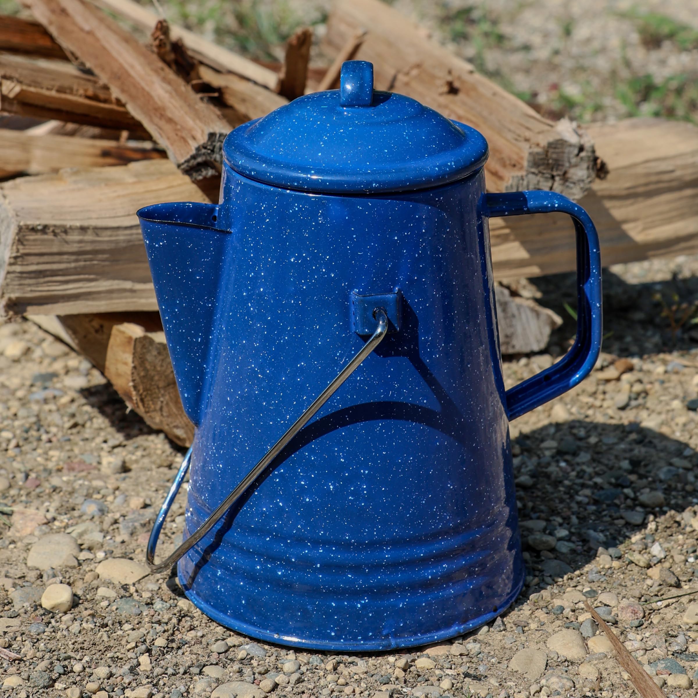 Camping Coffee Percolator,Enamel Coating Gloss Finish And Glass