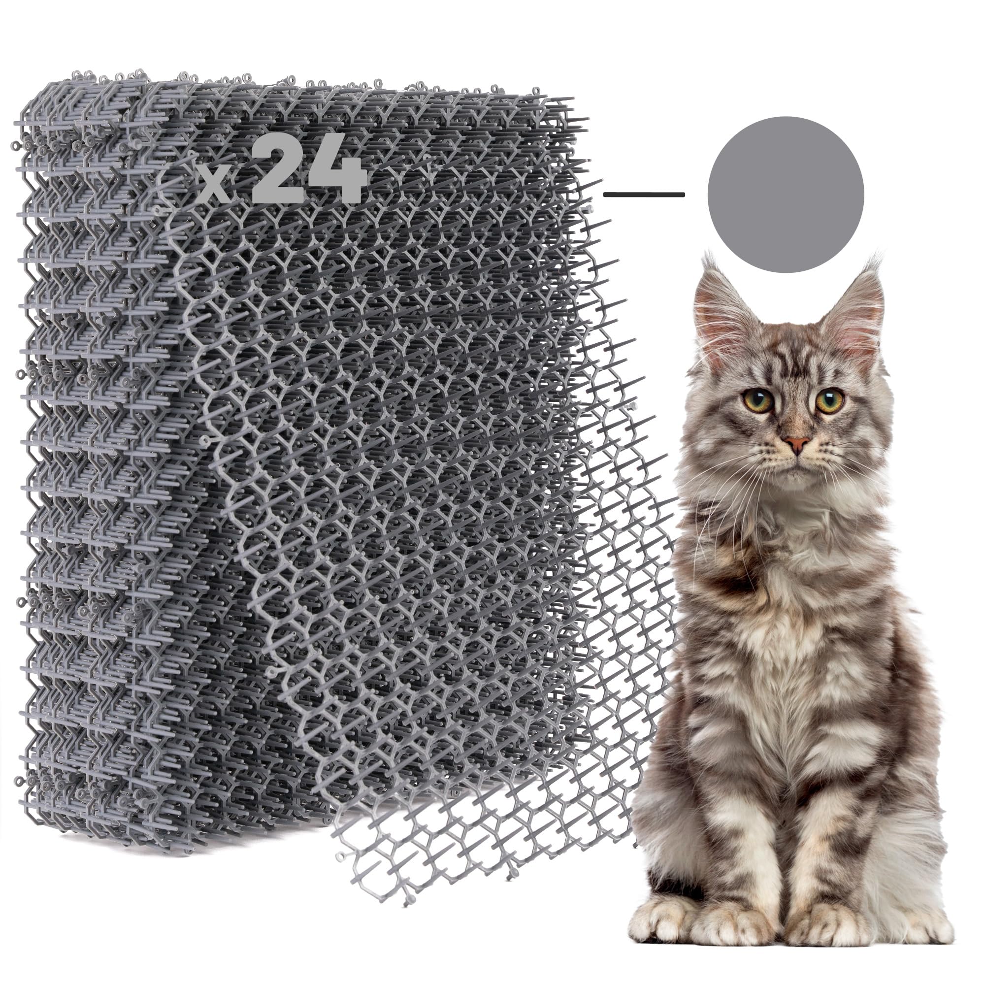 Petfolio 24 Pack Scat Mat for Cats - 16.5 x 13.4 Inch Cat Spike Mat with 1 Inch Spikes is A Perfect Pet Training Mats for Cat Repellent Indoor & Outdoor. Keep Cats Away All Year RoundClimeCo Certified