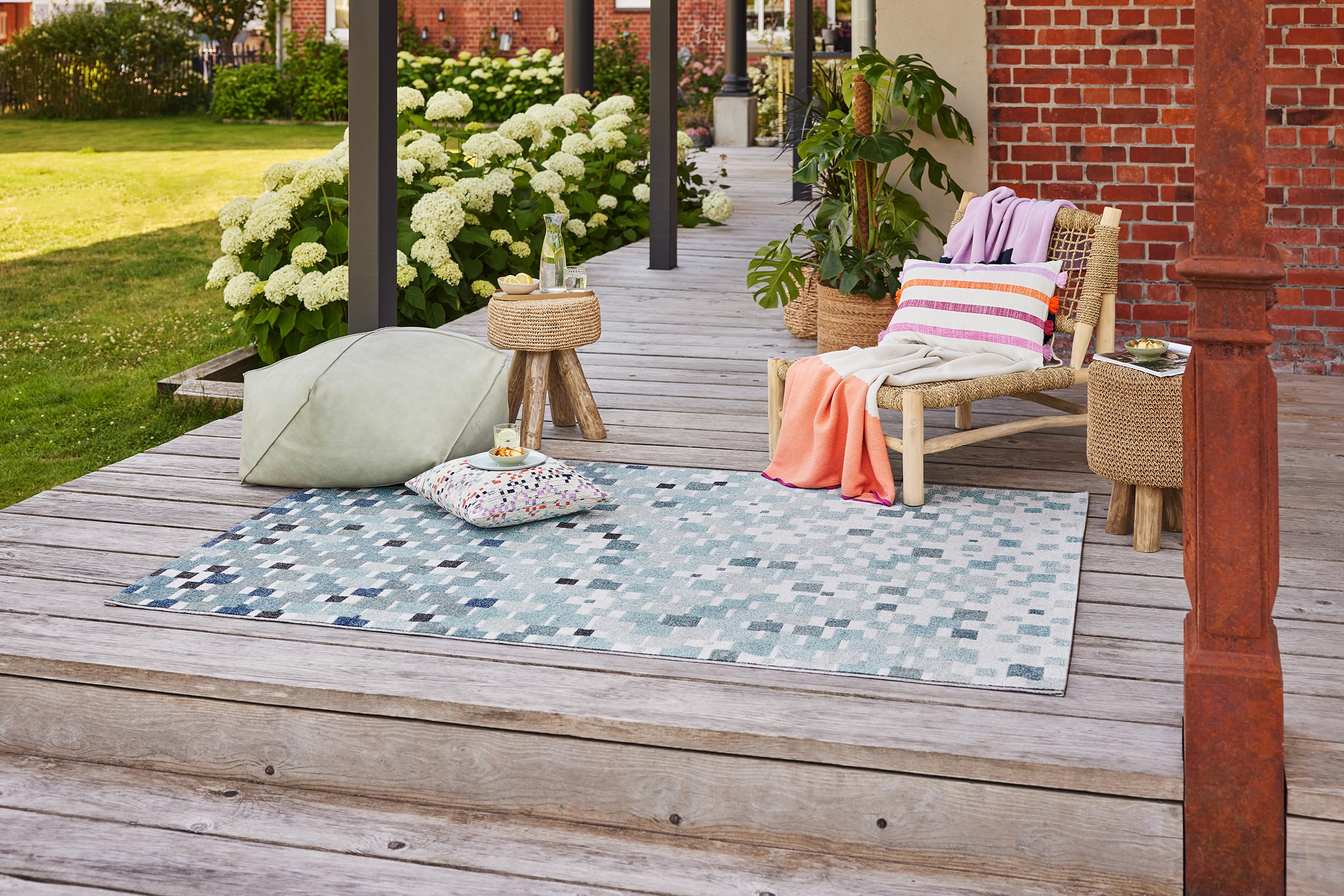 Wecon Home Pacific gewebter Outdoor-Teppich, 80 x 150 cm, blau