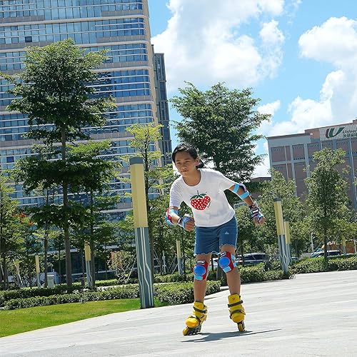 Miniatura 5 de Rodilleras para niñosjóvenes, coderas, muñequeras 3 en 1, juego de protección, para patines de 3 a 15 años, ciclismo, patinaje en línea, monopatín,