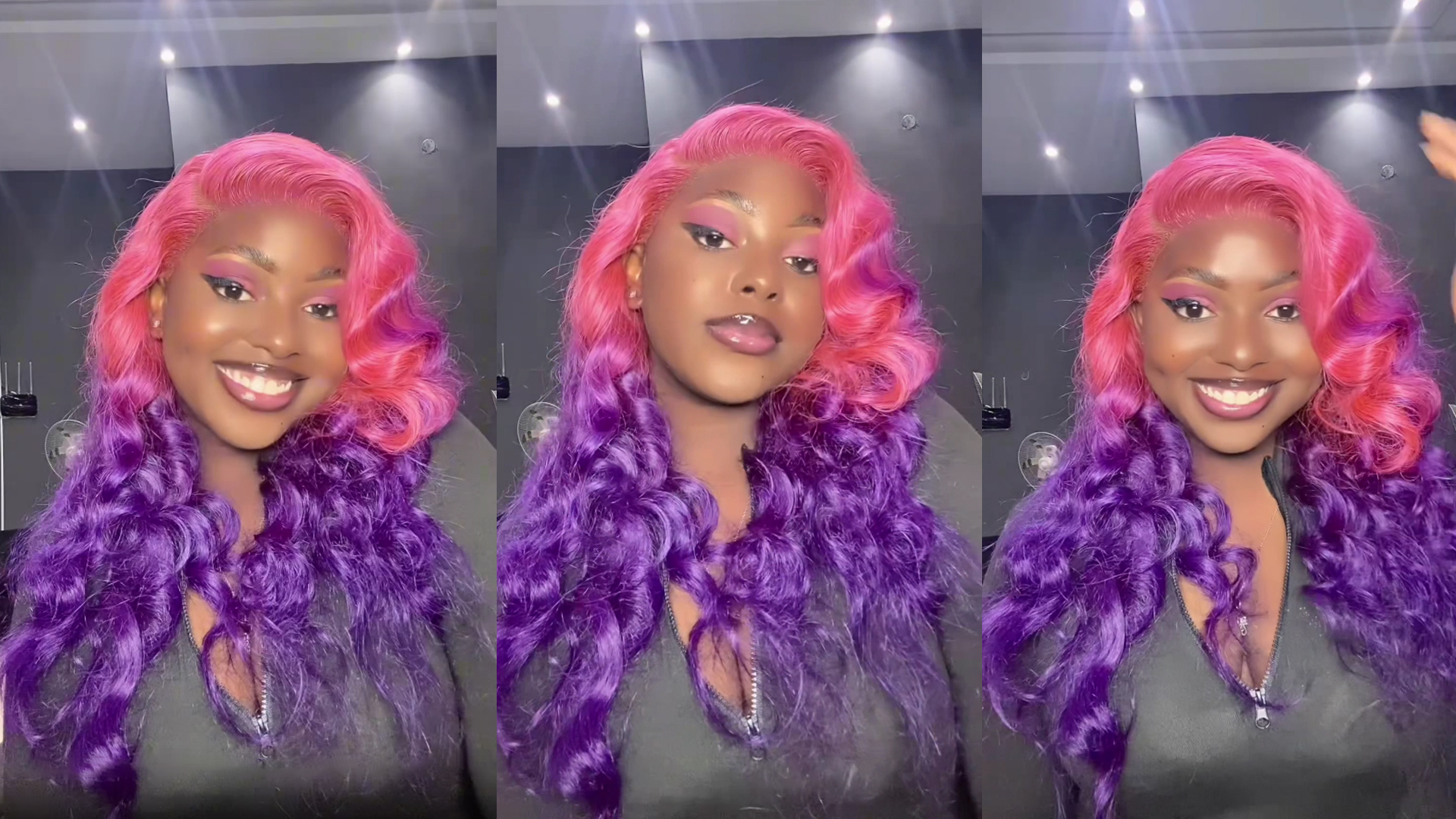 Pink Purple Deep Wavy Lace Wig Amazon.com : Purple Ombre 13x4 HD Lace Front Wig Human Hair  main image 2