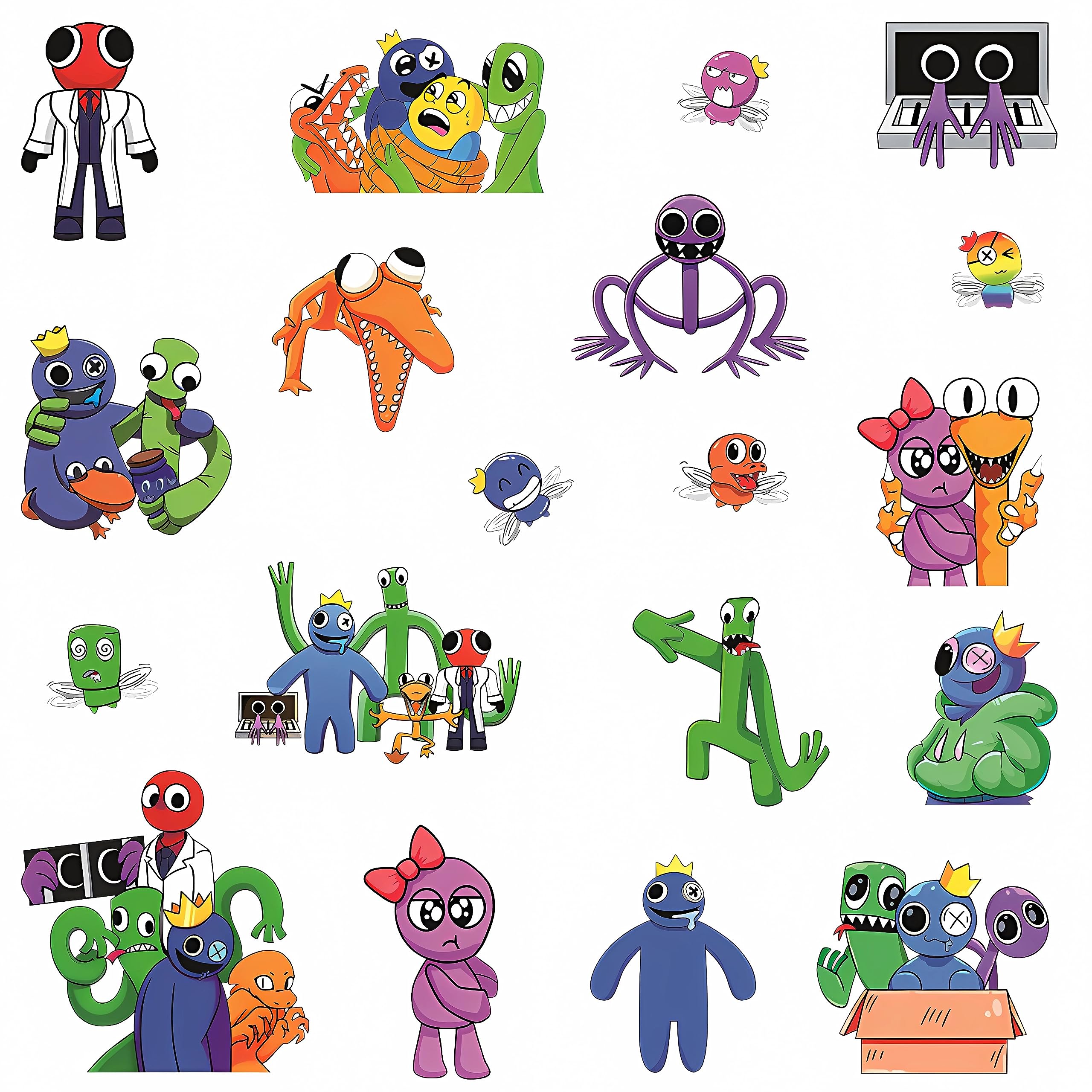 Rainbow Art Friends Wall Sticker for Kids Bedroom, 3D Anime Cartoon DIY Self Adhesive Removable Wall Decals Background Decor