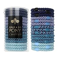 Vista 23 de L. Erickson Lazos para el cabello grueso, paquete de 15 tubos para poni Grab & Go - Bandas sin arrugas sin daños con fuerte sujeción para mujeres