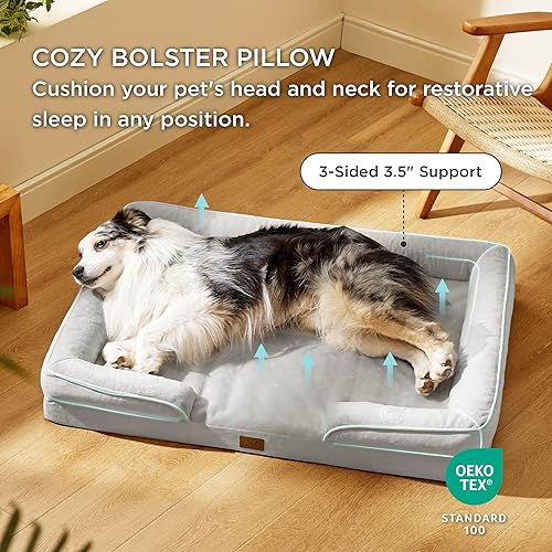 Vista 261 de Bedsure - Cama ortopédica mediana para perros, sofá cama impermeable para perros medianos, espuma de soporte con funda extraíble y lavable, forro