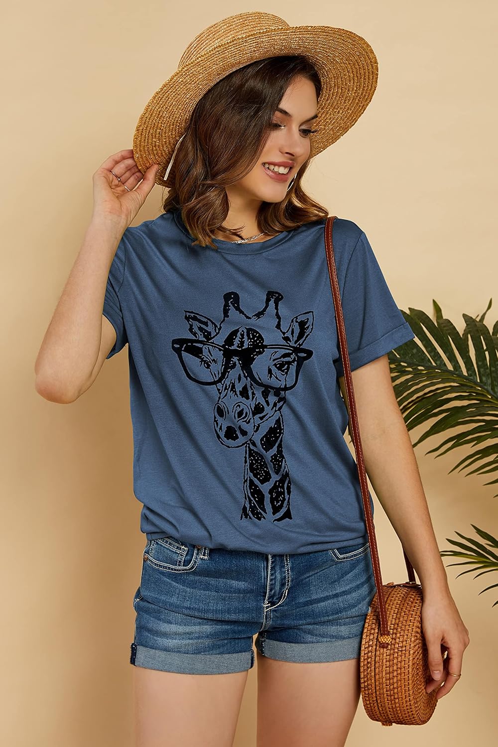 Auburet Womens Giraffe T Shirt Summer Funny Graphic Short Sleeve Crewneck Tees Casual Shirt Tops - Image 3