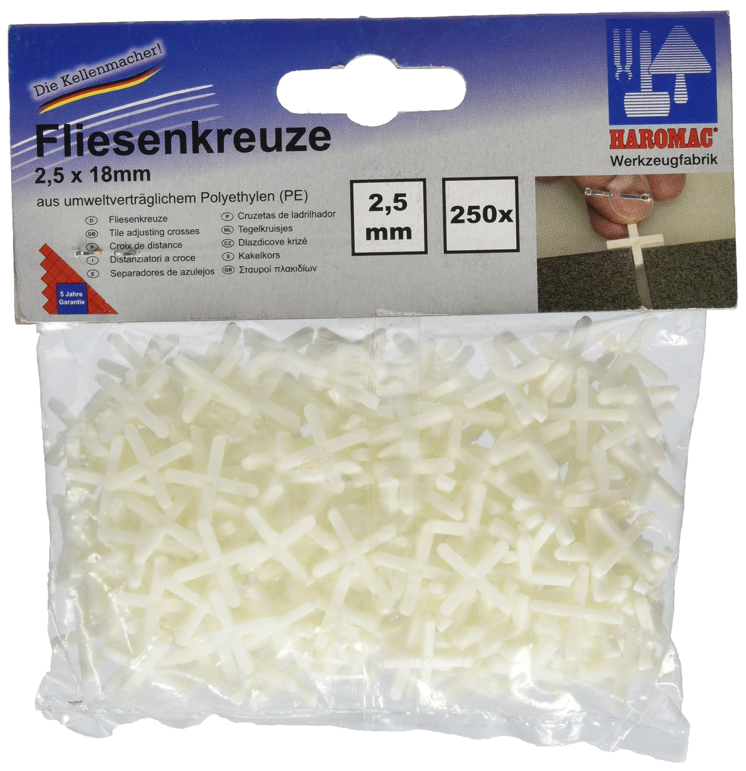 HAROMACTile Spacers, 2.5 x 18 mm Pack of 250 06200225SB