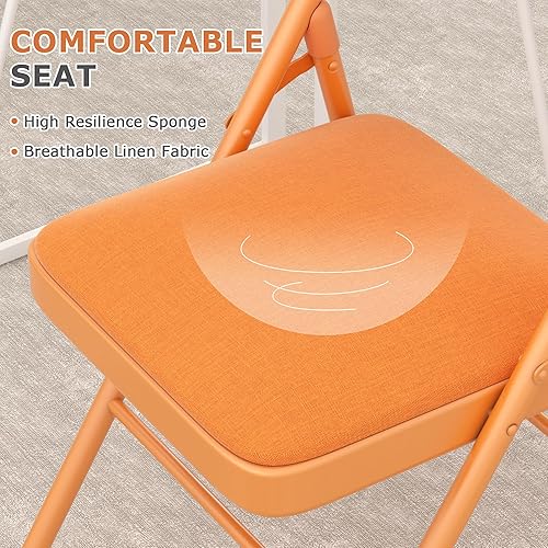 Miniatura 6 de VECELO Paquete de 4 sillas plegables acolchadas, asiento y respaldo acolchados cómodos con marco de acero, para oficina, interior y exterior,