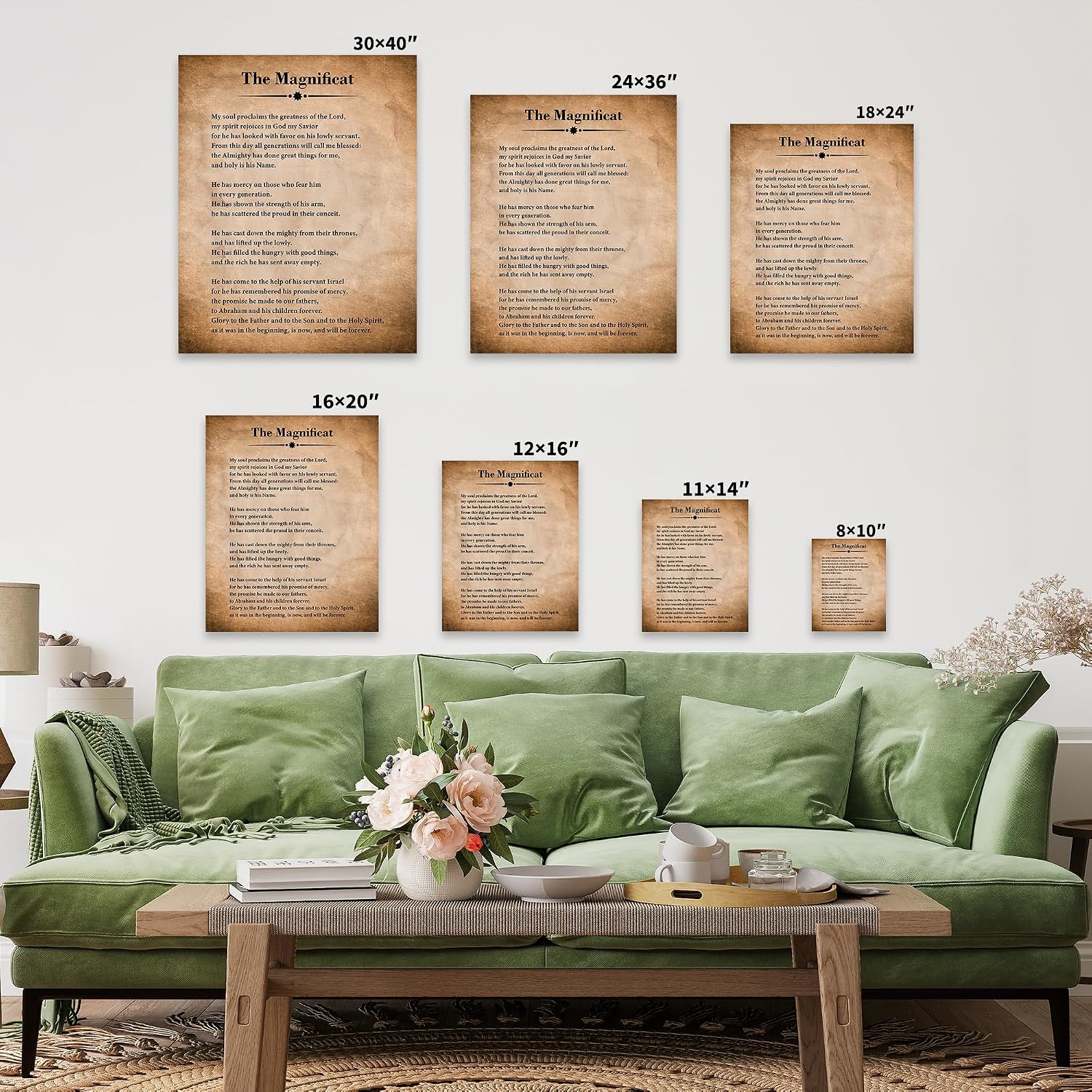Monem Art The Magnificat Canvas - Prayer of Mary Print - Motivational Art - Inspiring Gift for Him, Her - Religious Christian Wall Decor for Chapel, Living Room - Available in 8x10" to 30x40"