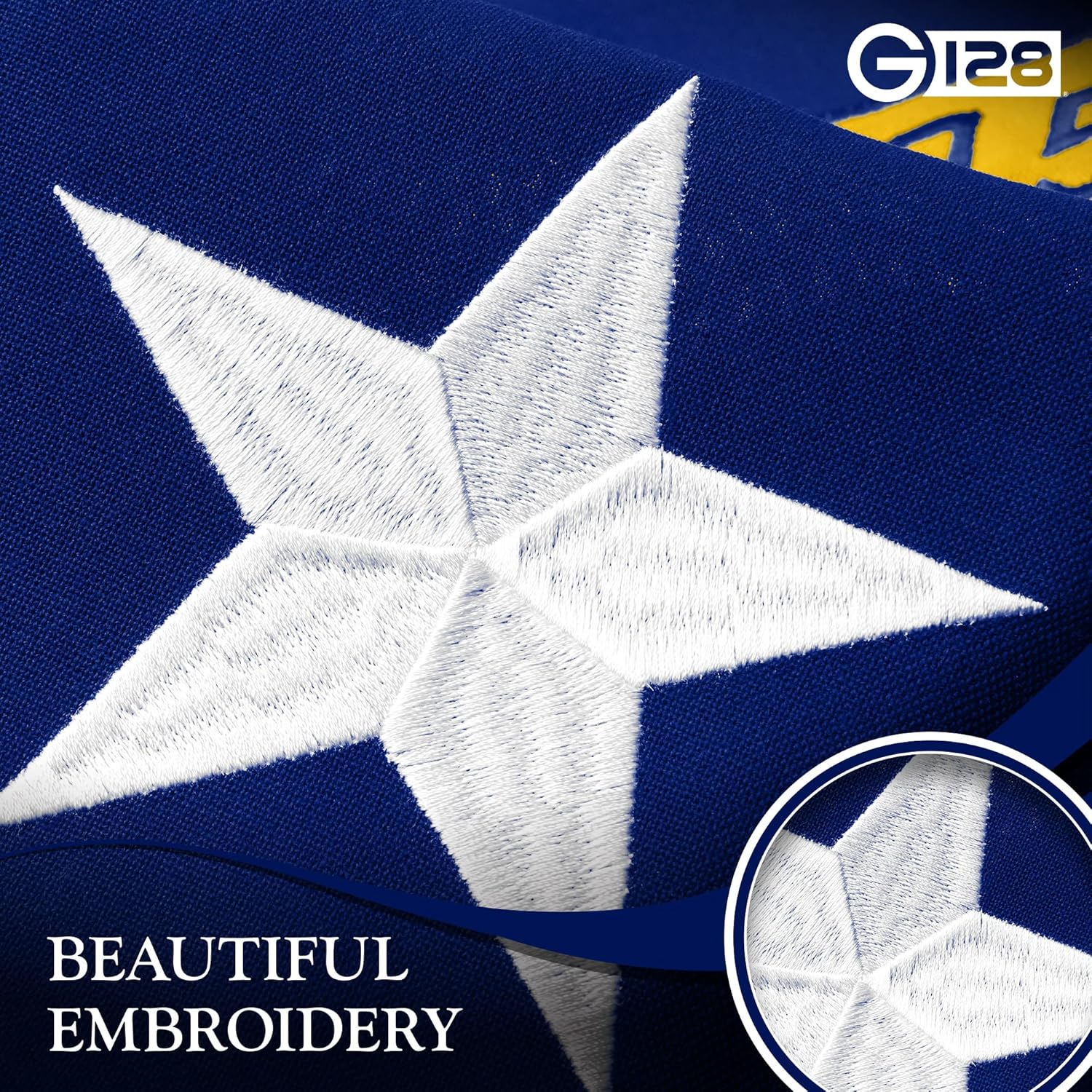 G128 North Carolina State Flag | 5x8 Ft | StormFlyer Series Embroidered 220GSM Spun Polyester | Embroidered Design, Indoor/Outdoor, Brass Grommets, Heavy Duty, All Weather