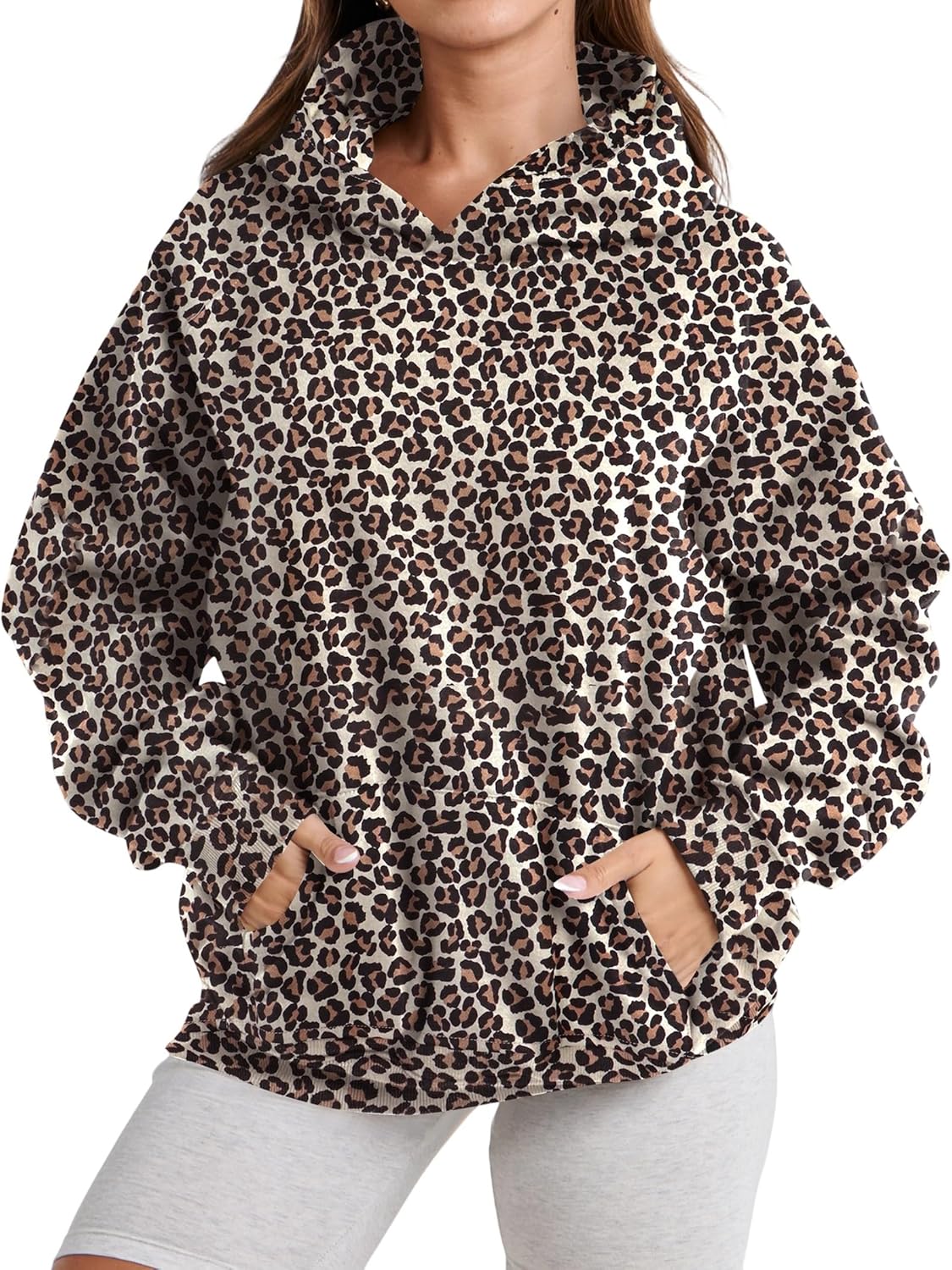 Womens Camo Hoodies Maple Leaf Print Oversized Hooded Pullover Shirt Fleece Long Sleeve Camo Sweatshirt With Pocket