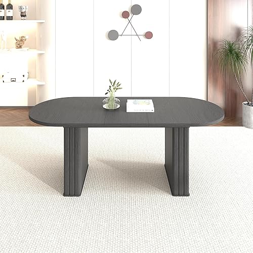 Miniatura 10 de Mesa de comedor redonda extensible de 43.31 a 59.06 pulgadas para 4 a 6, moderna mesa expandible de cocina de madera de granja, mesas de