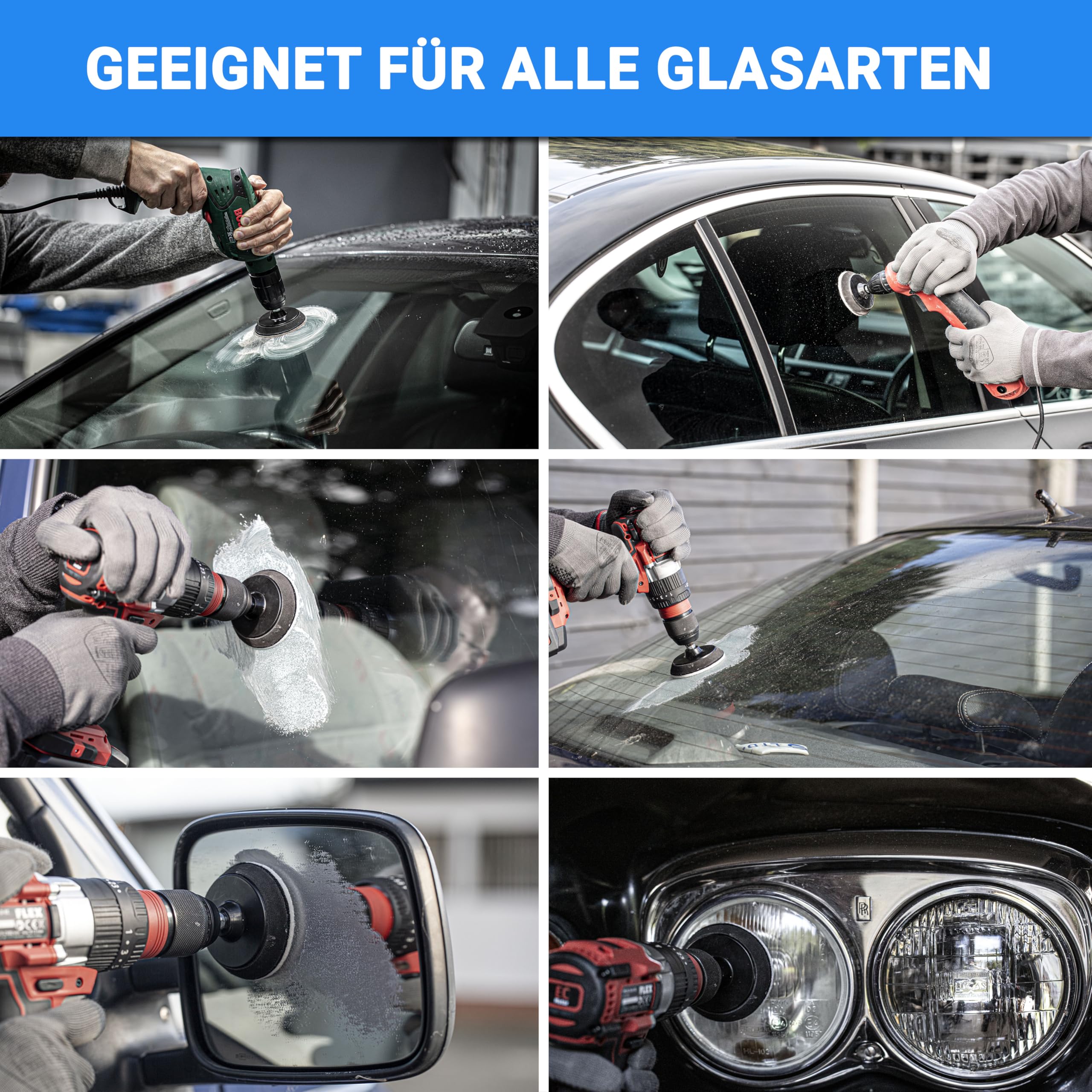 Glass Polish - Windschutzscheiben-Polierkit - 50mm DIY Autoglasreparatur - Entfernen von Schäden durch Wischerblätter, Wiederherstellung von Klarheit und Glanz