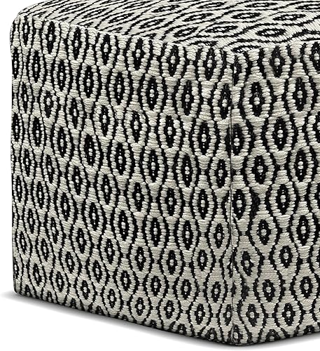 Miniatura 114 de SIMPLIHOME Nisi - Puf redondo de punto para exterior/interior en poliéster PET reciclado gris claro para sala de estar, dormitorio y habitación de